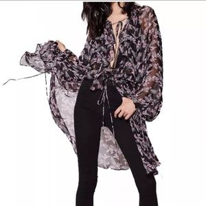 Victoria Secret black pink kimono NWOT